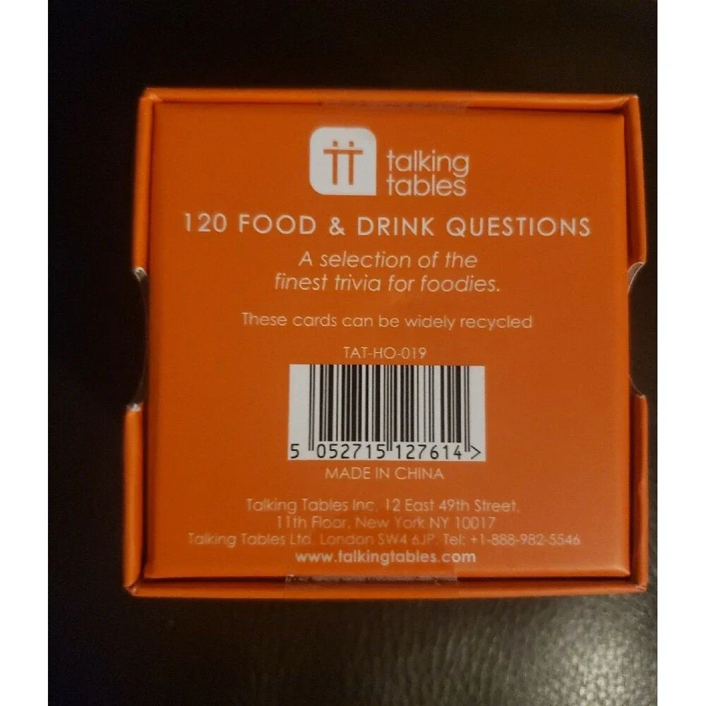 Food & Drink Trivia  Talking Tables After Dinner Questions 120 Cards NEW IN BOX